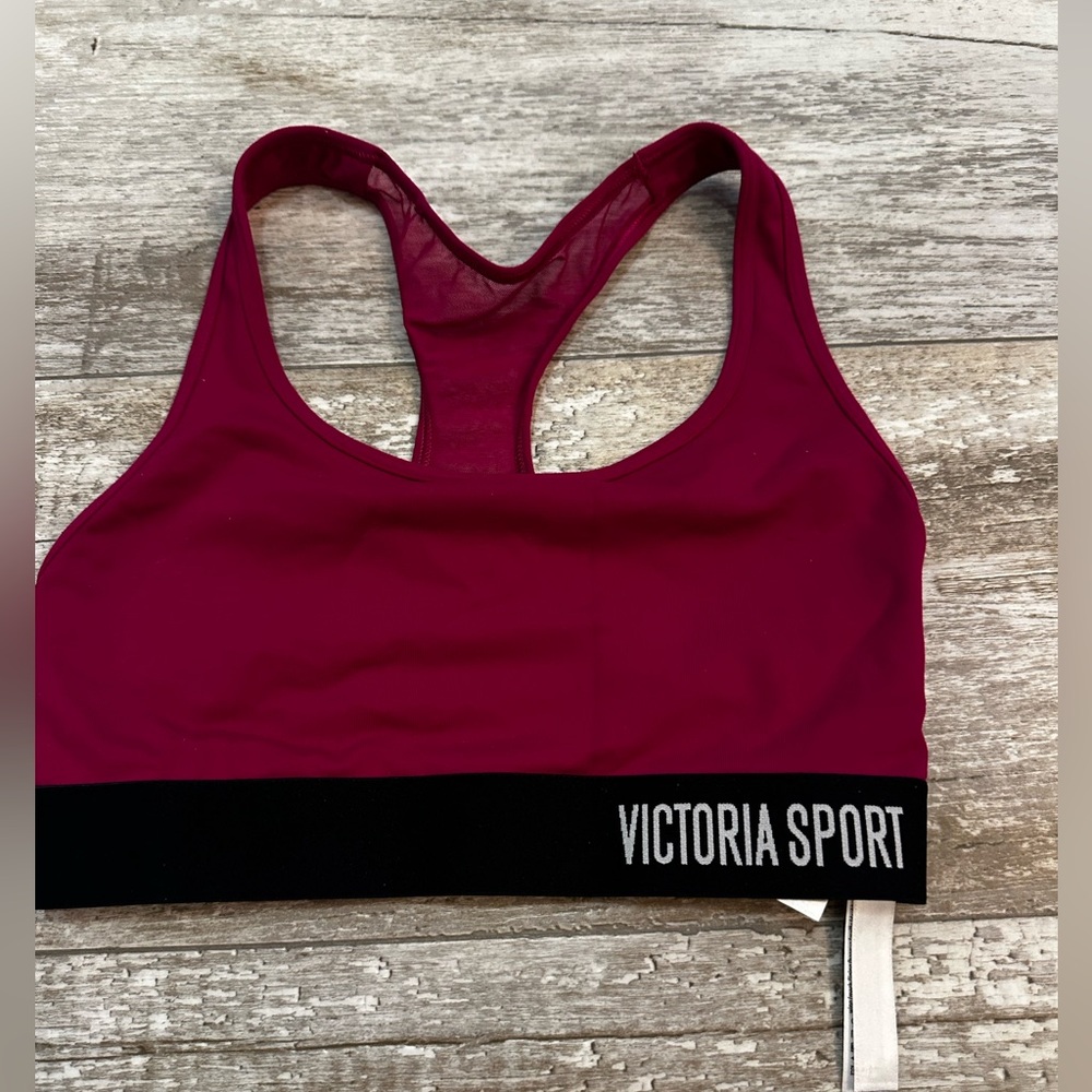 Victoria's Secret Maroon and Black Sports Bra